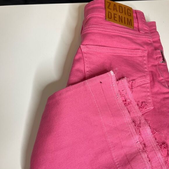 Zadig & Voltaire Londa Denim Jeans Pink 25 NWOT Missing one button - Picture 9 of 12